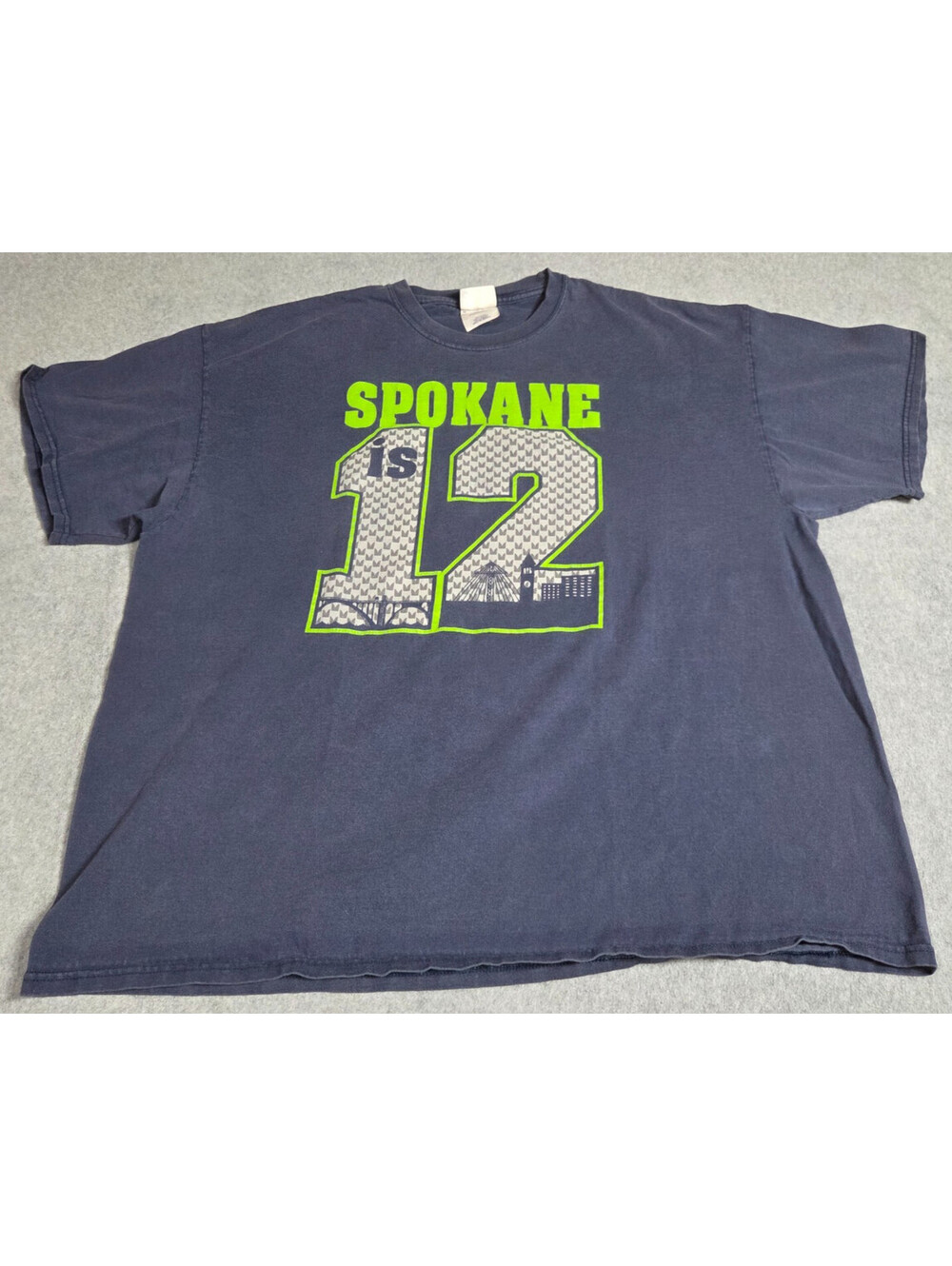 Seattle Seahawks 12th Man Spokane T-Shirt Adult 2XL Blue Green Port & Company